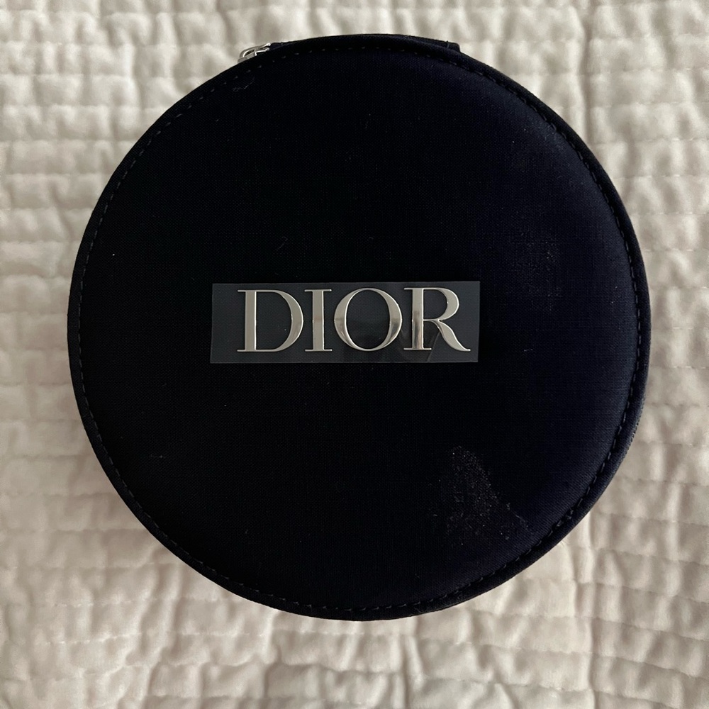 DIOR navy blue makeup case train case vanity makeup bag with mirror